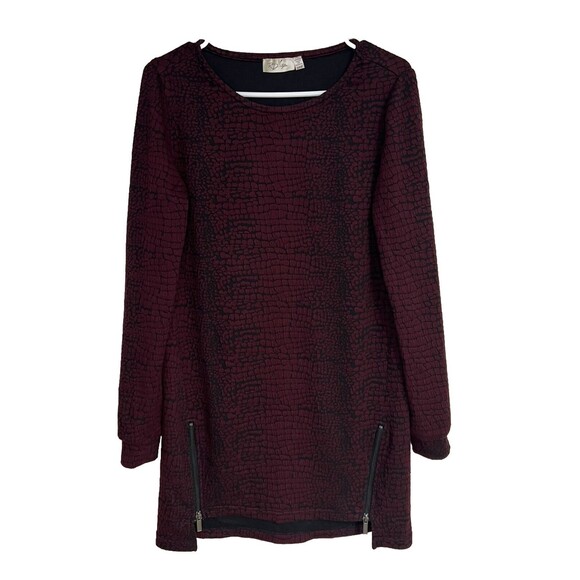 Rd Style Stitch Fix Red Jacquie Dress Knit Zipper Detail Size Small Maroon Black - Picture 1 of 5